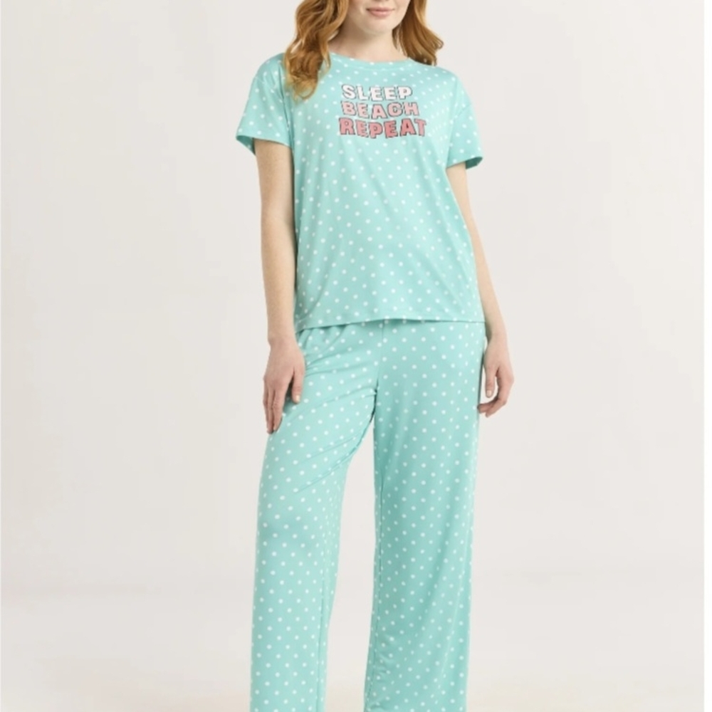 Women's Polka Dot Pajama Set - Aqua